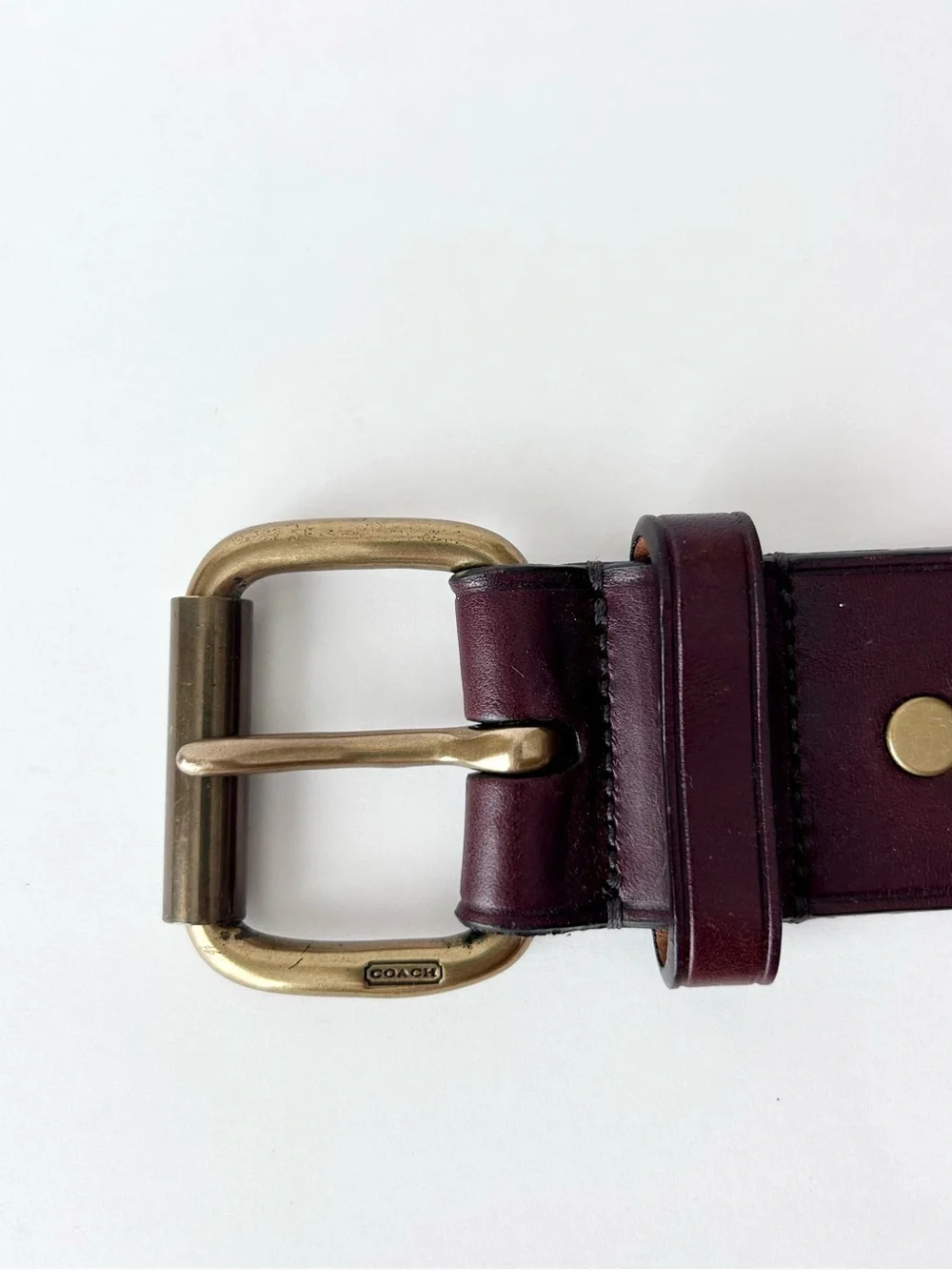 Coach Brown Leather Studded Belt Size 34”